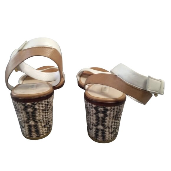 Cole Haan Women's 9B Leather Ankle Strap Sandals 3" Block Heel Mixed Print - Picture 6 of 7